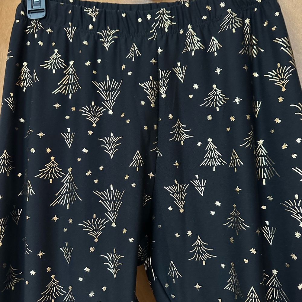 XXL Ladies Black shiny Gold Trees leggings